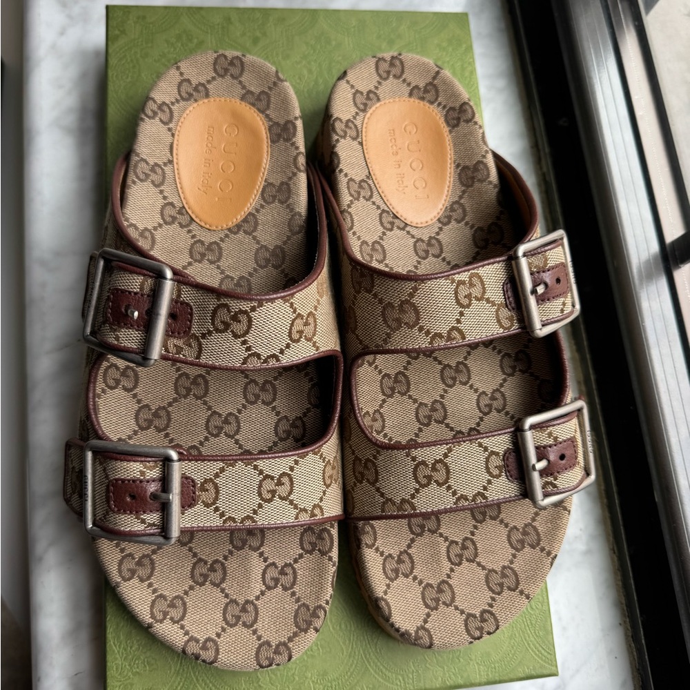 Gucci Monogram Brown Sandals